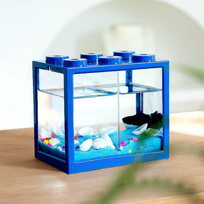 Mini Fish Tank Stackable Building Block Sea Monkey Habitat 1400ml 15x13x10cm