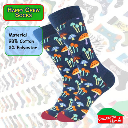 Happy Crew Socks Novelty Breathable Anti-Odour Men's Unisex UK 6-8.5 EU 39-42