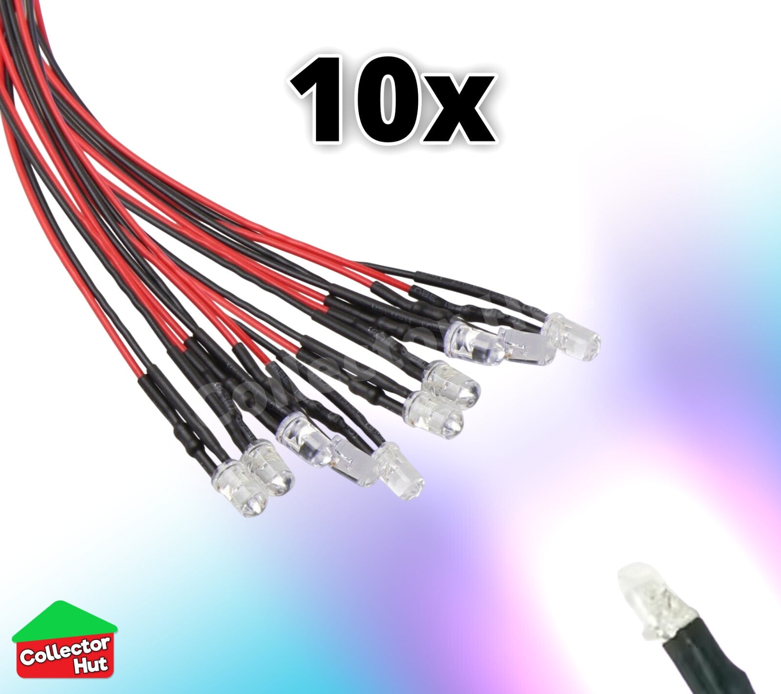 LED Light Bulbs DC 12v Pre-Wired Waterproof 3mm 5mm 10 Pack 20cm RC Cars Trucks