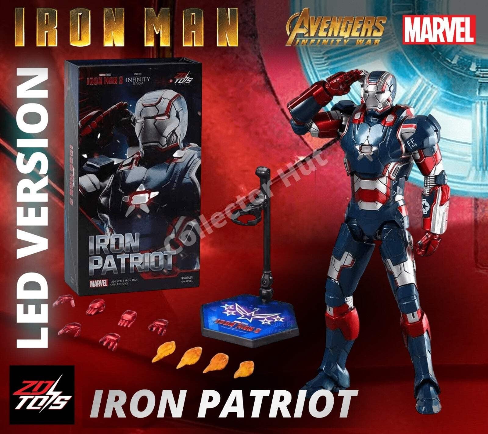 Iron Man Action Figures 1:10 Scale ZD Toys Wave 3 LED Marvel Avengers Infinity S
