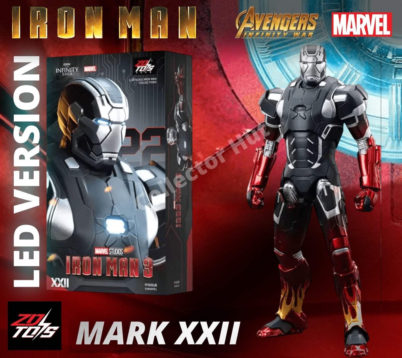 Iron Man Action Figures 1:10 Scale ZD Toys Wave 3 LED Marvel Avengers Infinity S
