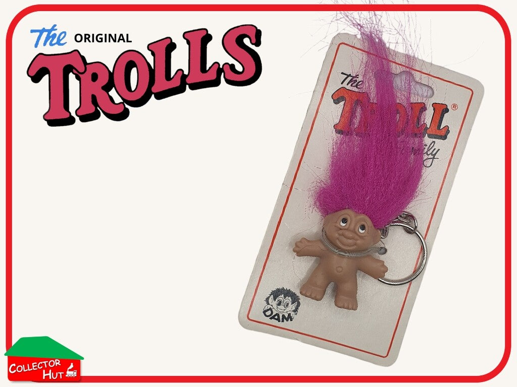 Trolls Original Thomas Dam Vintage 1989 1.5" Key Ring Dolls Model No. 501