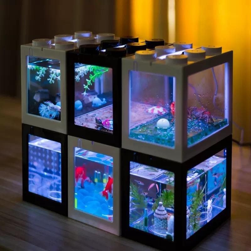 Mini Fish Tank Stackable Building Block Sea Monkey Habitat