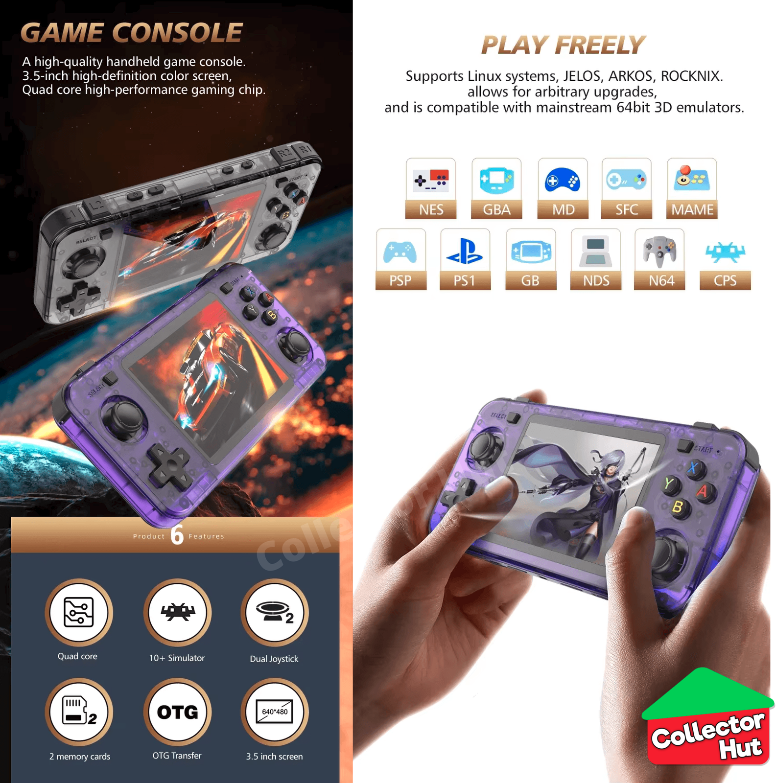 R36H KeyBoy Retro Handheld Games Emulator Console Wide Version