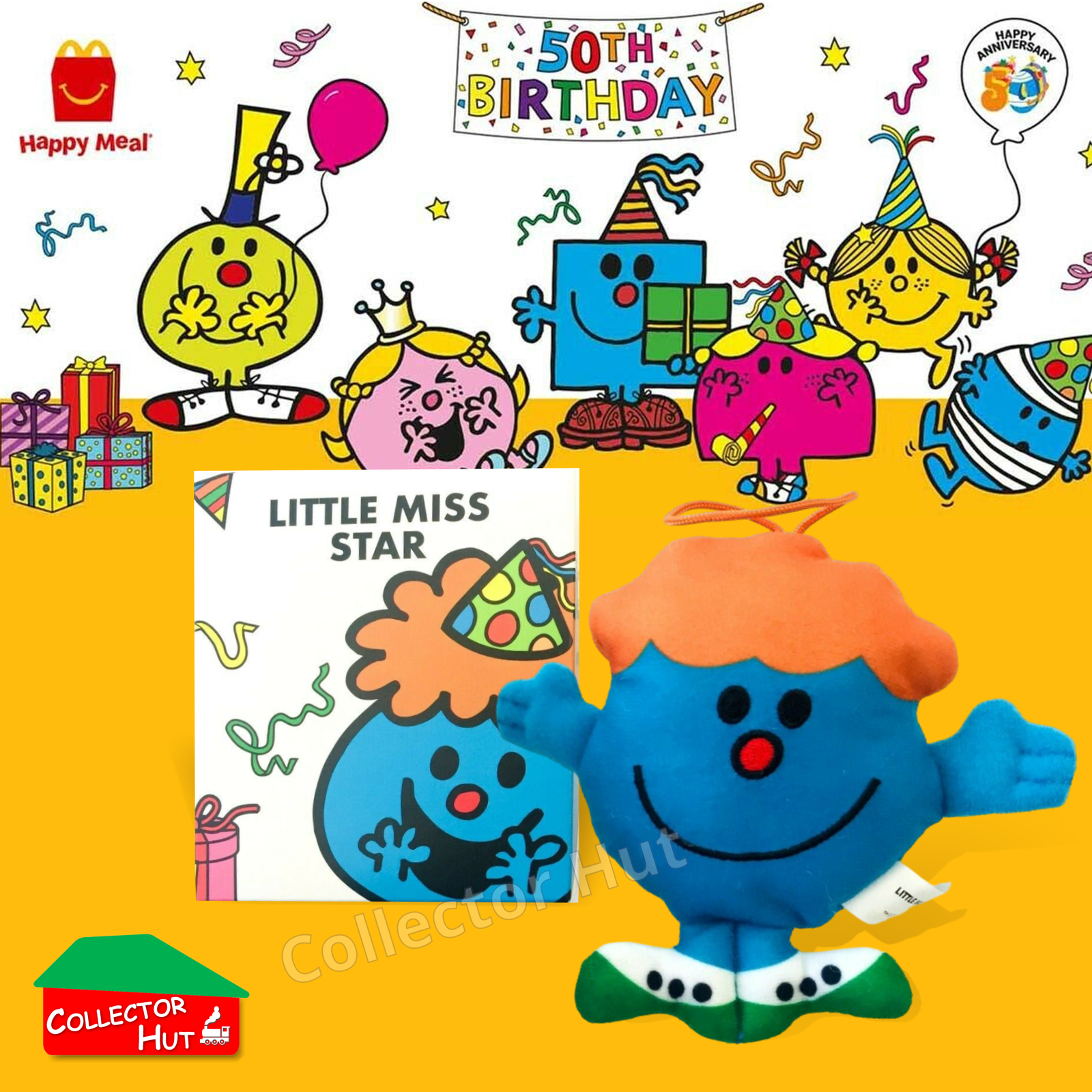 McDonalds Happy Meal Mr Men Little Miss 2024 & 2021 50th Anniversary Plush Toys