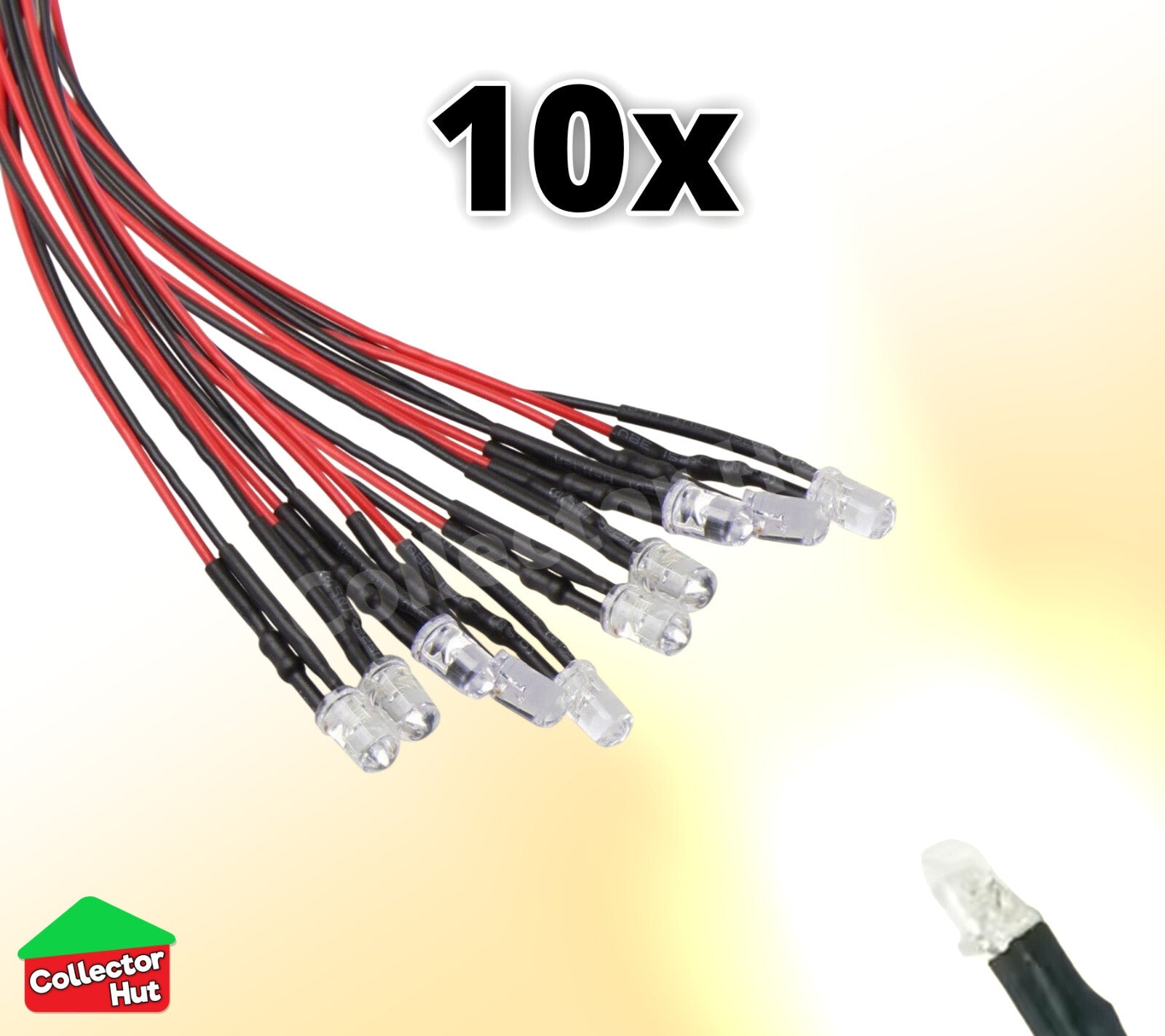 LED Light Bulbs DC 12v Pre-Wired Waterproof 3mm 5mm 10 Pack 20cm RC Cars Trucks