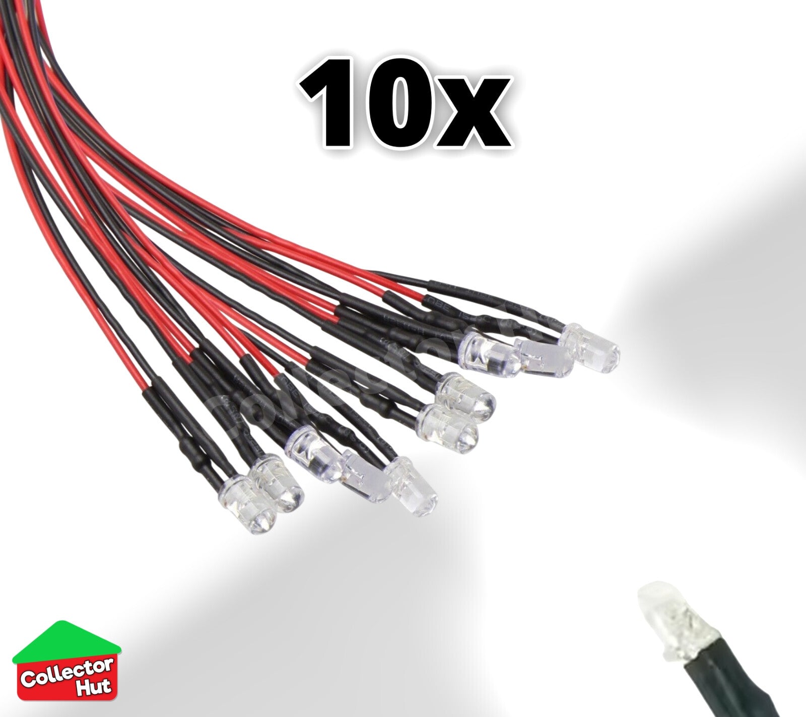 LED Light Bulbs DC 12v Pre-Wired Waterproof 3mm 5mm 10 Pack 20cm RC Cars Trucks