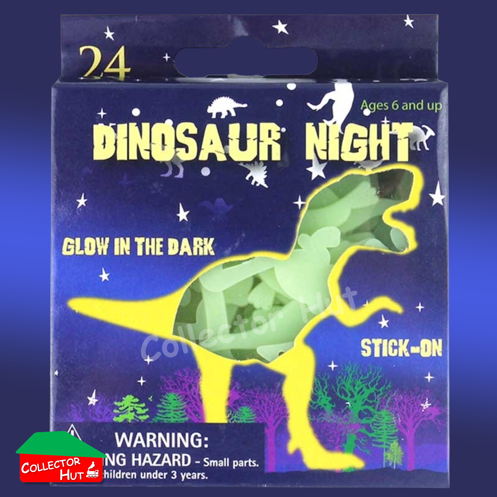 Glow in the Dark Plastic Stickers Dinosaurs Unicorns Stars Pink White Blue Green