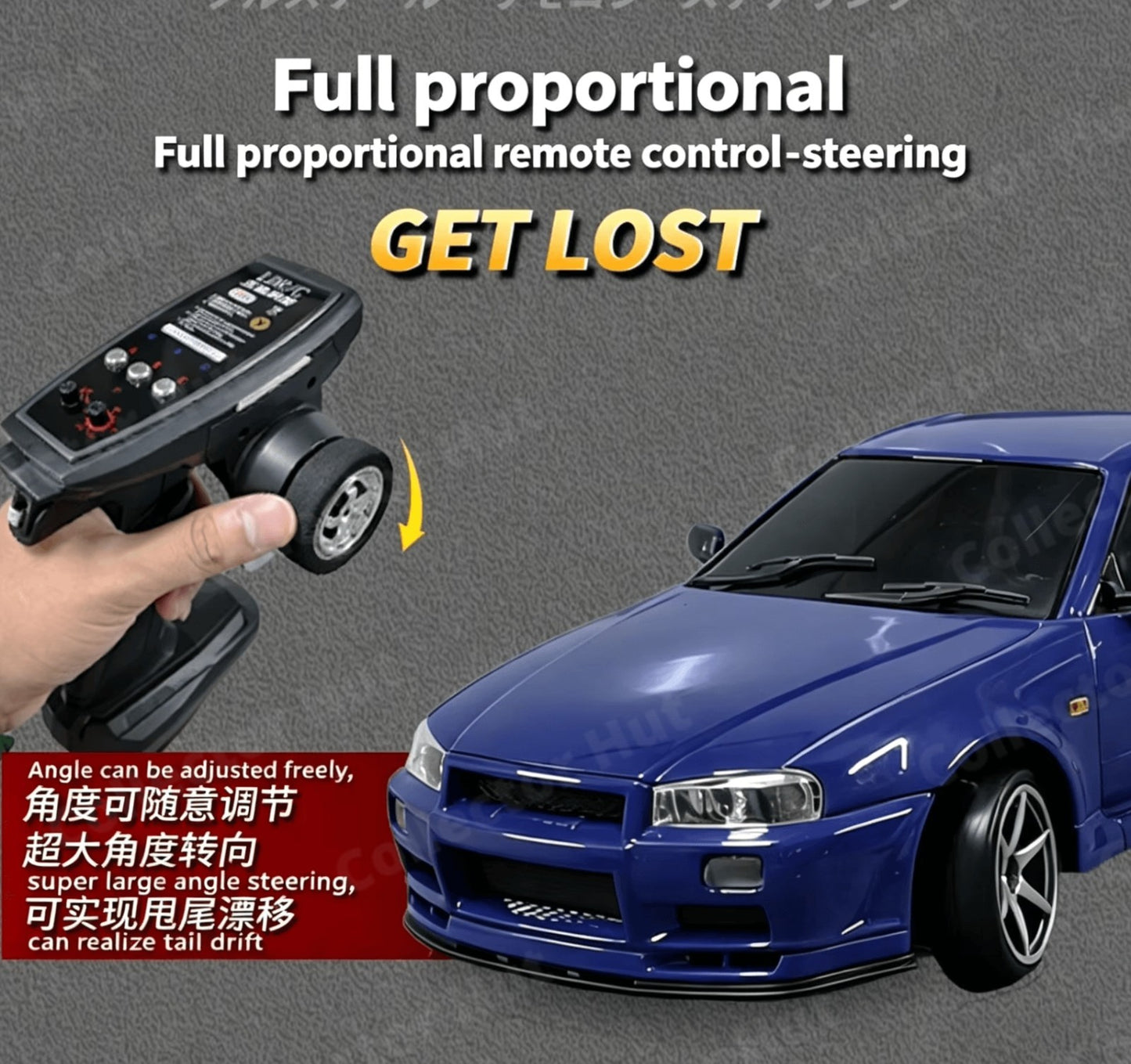 LDR/C LD1899 GTR Die-Cast RC Drift Car 1:18 Scale Gyro + Case
