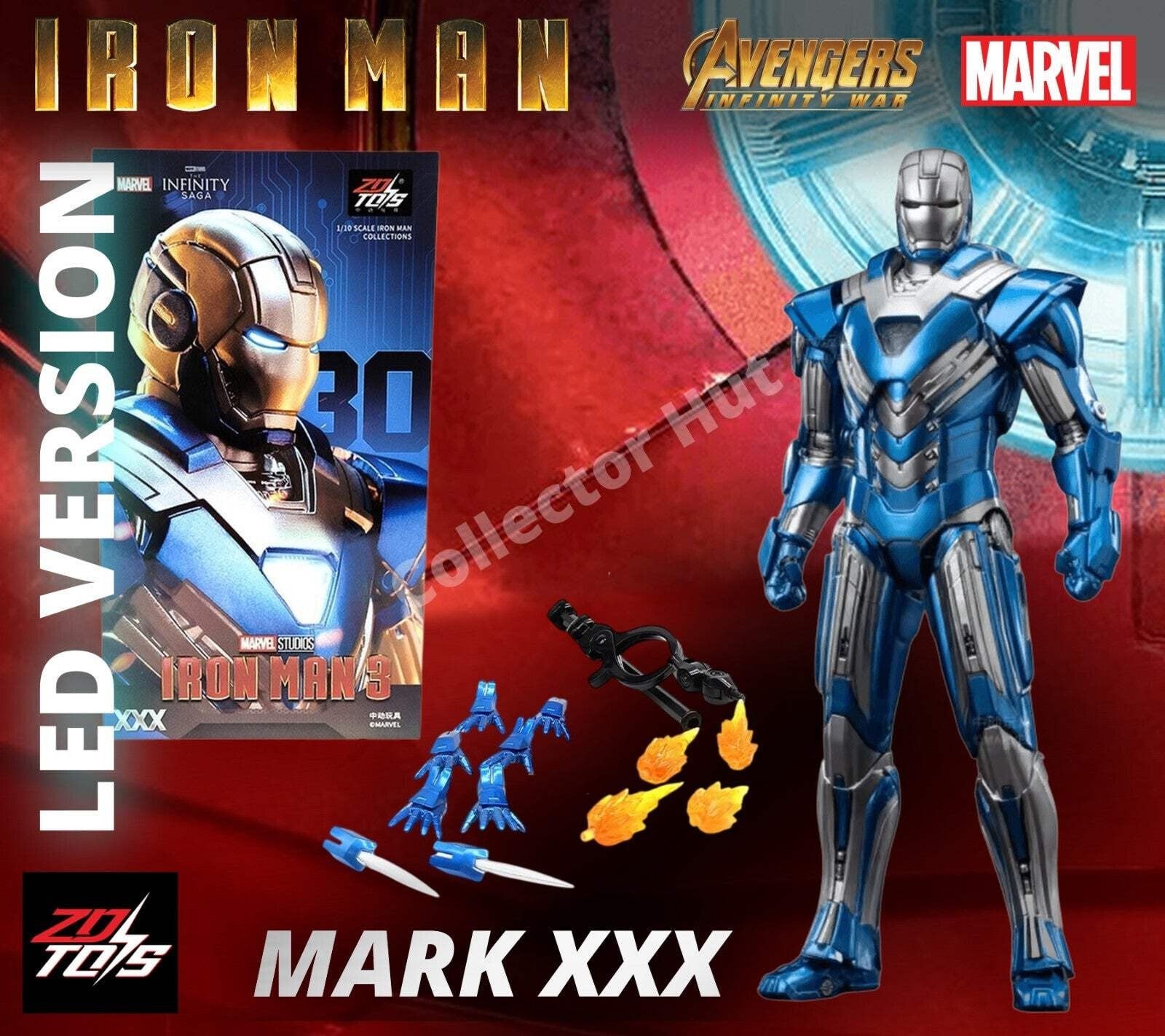 Iron Man Action Figures 1:10 Scale ZD Toys Wave 3 LED Marvel Avengers Infinity S