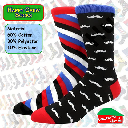 Happy Crew Socks Novelty Breathable Anti-Odour Men's Unisex UK 9-11 EU 43-46