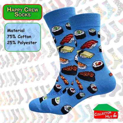 Happy Crew Socks Novelty Breathable Anti-Odour Men's Unisex UK 6-8.5 EU 39-42
