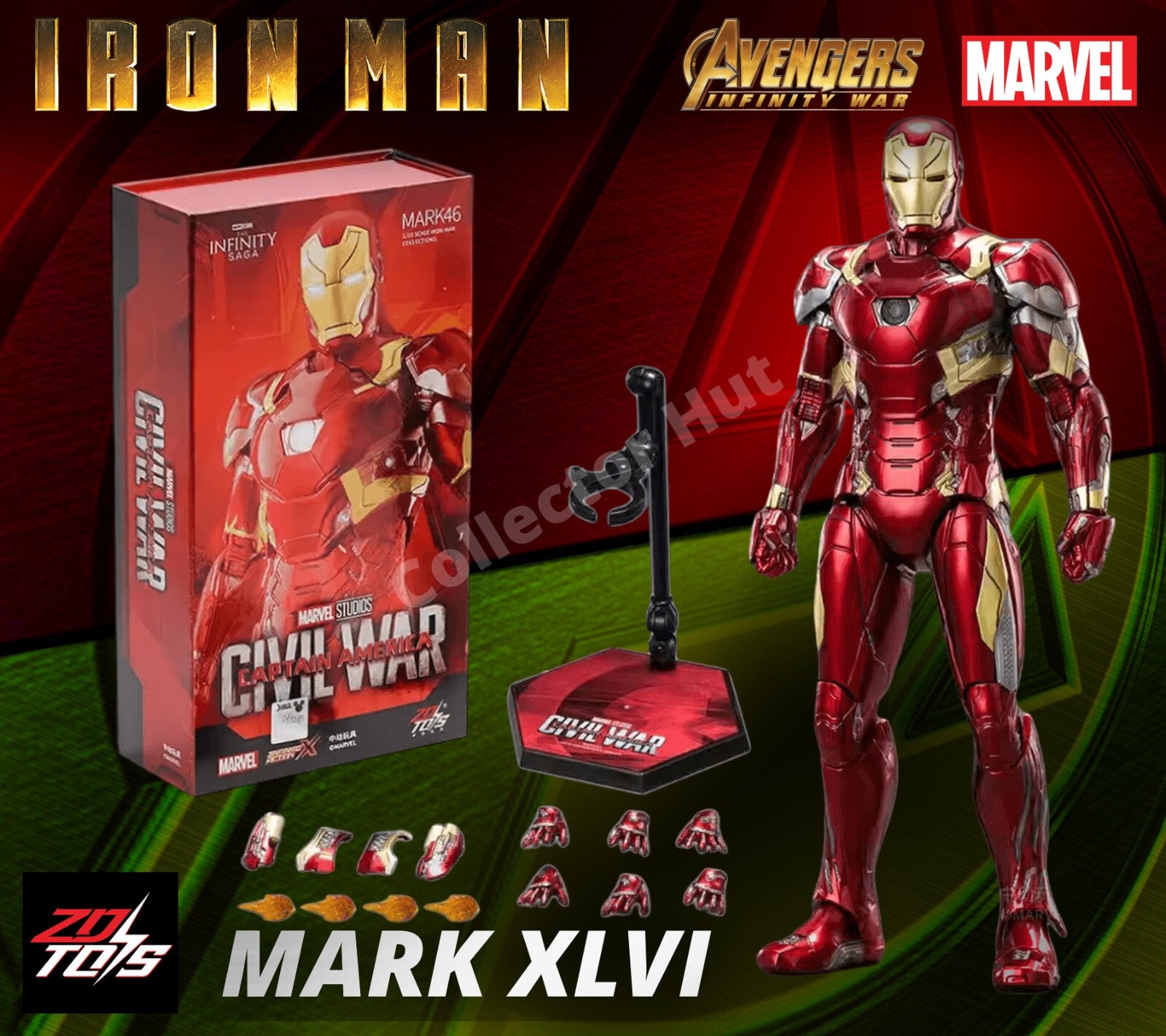 Iron Man Marvel Action Figures 1:10 Scale Avenger Infinity Saga MK 1-85 ZD Toys