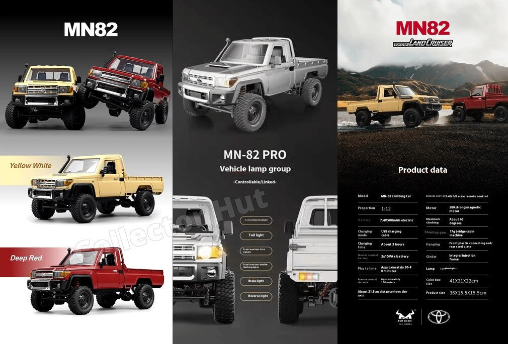 MN82 RC Pickup Truck Classic Toyota LC79 Rock Crawler 4WD 1:12 Scale Upgradable
