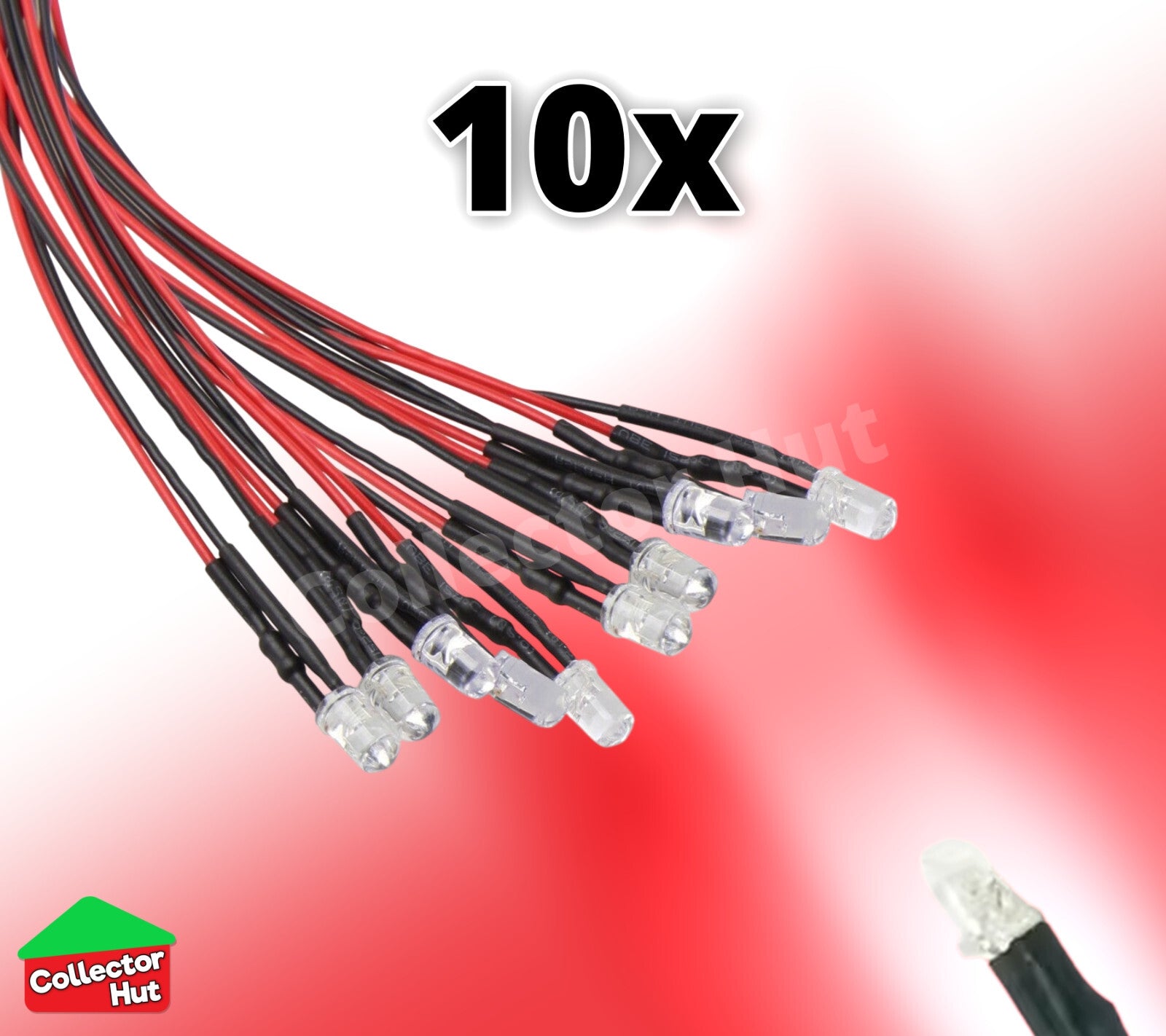 LED Light Bulbs DC 12v Pre-Wired Waterproof 3mm 5mm 10 Pack 20cm RC Cars Trucks