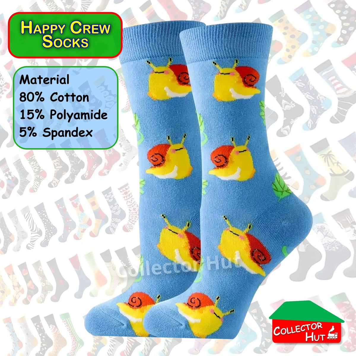 Happy Crew Socks Novelty Breathable Anti-Odour Men's Unisex UK 6-8.5 EU 39-42