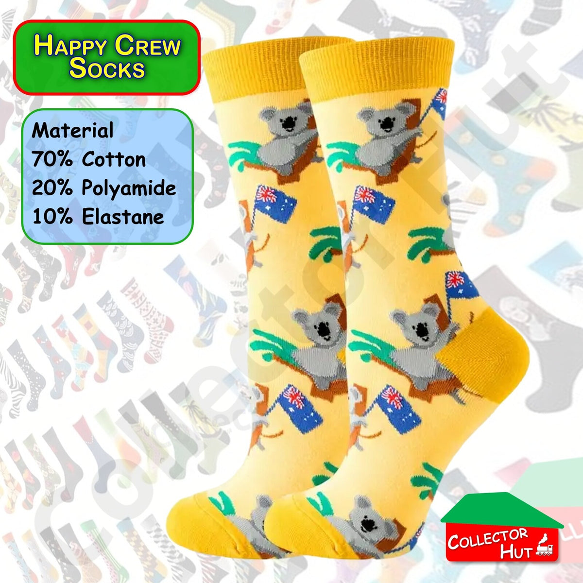 Happy Crew Socks Novelty Breathable Anti-Odour Men's Unisex UK 6-8.5 EU 39-42