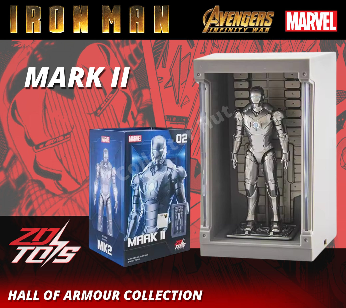 Iron Man Marvel Action Figures 1:20 Scale Hall of Armour Series MK 1-7 ZD Toys