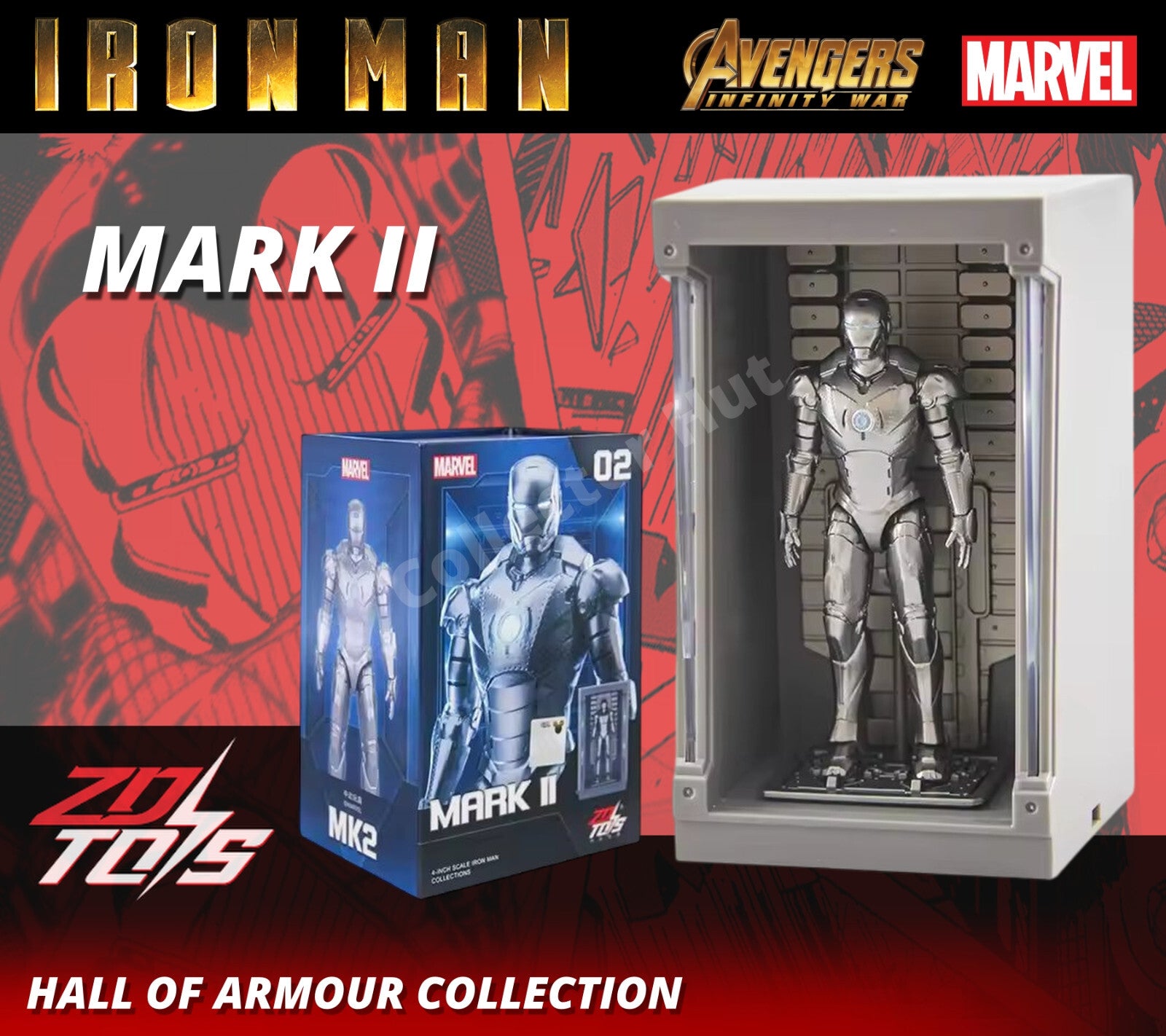 Iron Man Marvel Action Figures 1:20 Scale Hall of Armour Series MK 1-7 ZD Toys