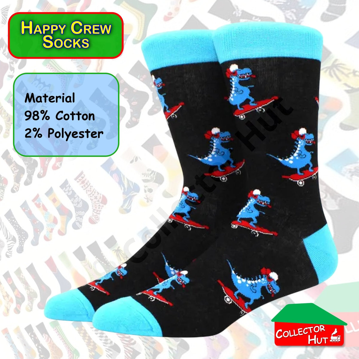 Happy Crew Socks Novelty Breathable Anti-Odour Men's Unisex UK 6-8.5 EU 39-42