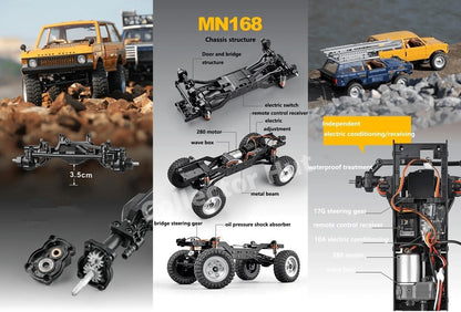 MN168 RC Pickup Truck 1970 Land Rover 1:12 Scale Rock Crawler Upgradable