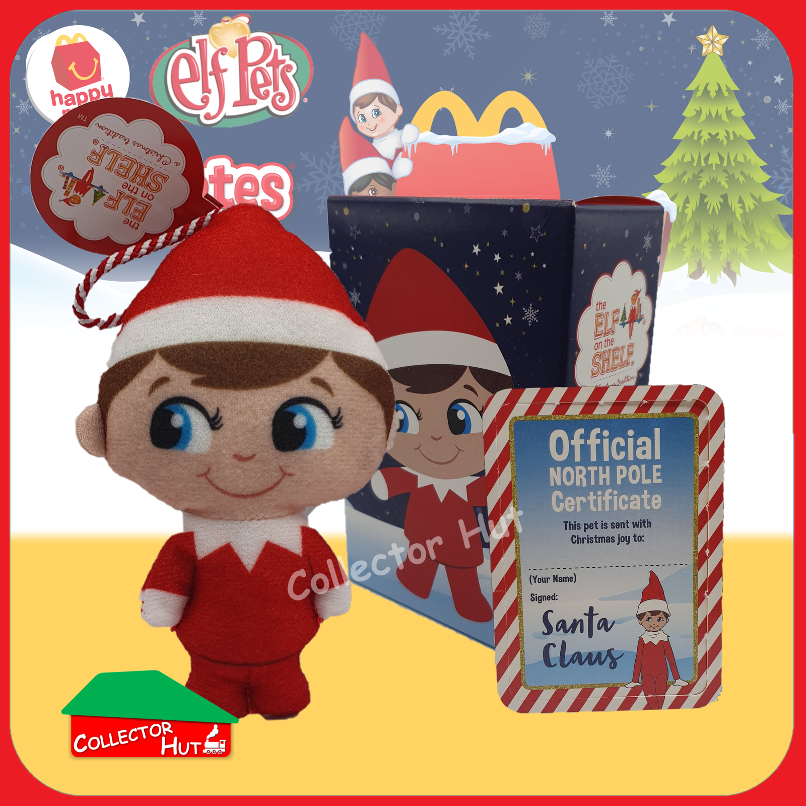 McDonald's Happy Meal 2022 Christmas Elf on the Shelf Plush Toys