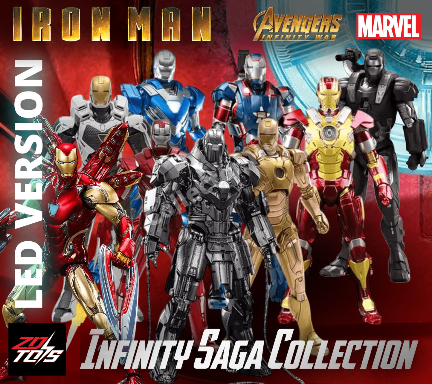 Iron Man Marvel Action Figures 1:10 Scale Avengers Infinity Saga LED VERSION