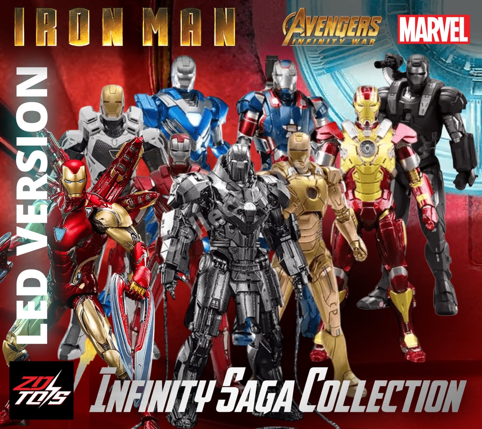Iron Man Marvel Action Figures 1:10 Scale Avengers Infinity Saga LED VERSION
