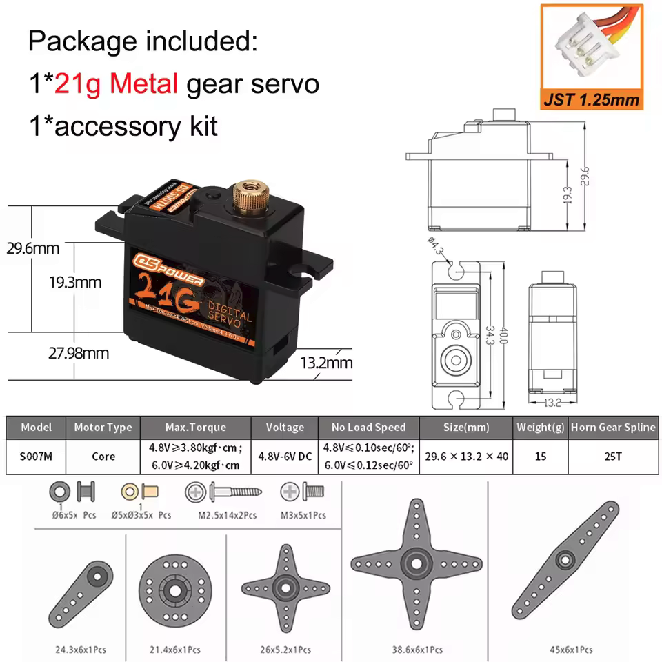 Digital RC Servos 17g 21g 25g 6KG 15KG 20KG JR JST 3 pin 5 pin