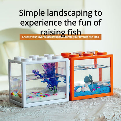 Mini Fish Tank Stackable Building Block Sea Monkey Habitat 1400ml 15x13x10cm