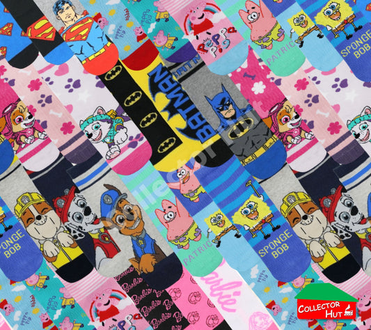 Children's Novelty Ankle Socks 3 Pack Pairs Peppa Pig Superman Paw Patrol Barbie