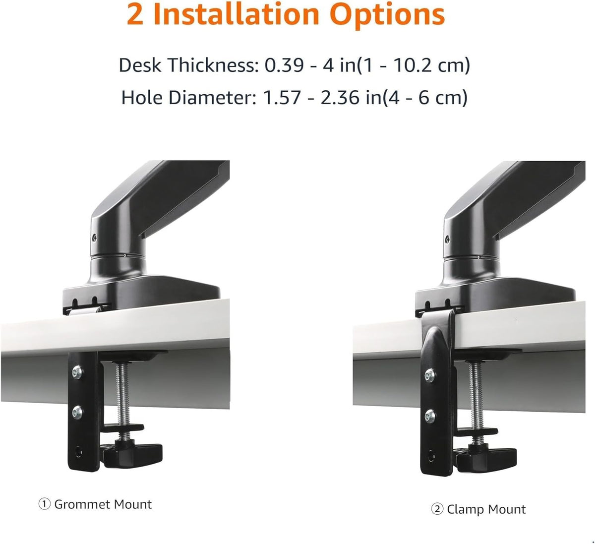 Gas Spring Single Monitor Arm Desk Mount Adjustable Tension Fits 38.1-68.6CM