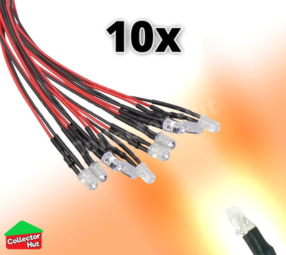 LED Light Bulbs DC 12v Pre-Wired Waterproof 3mm 5mm 10 Pack 20cm RC Cars Trucks