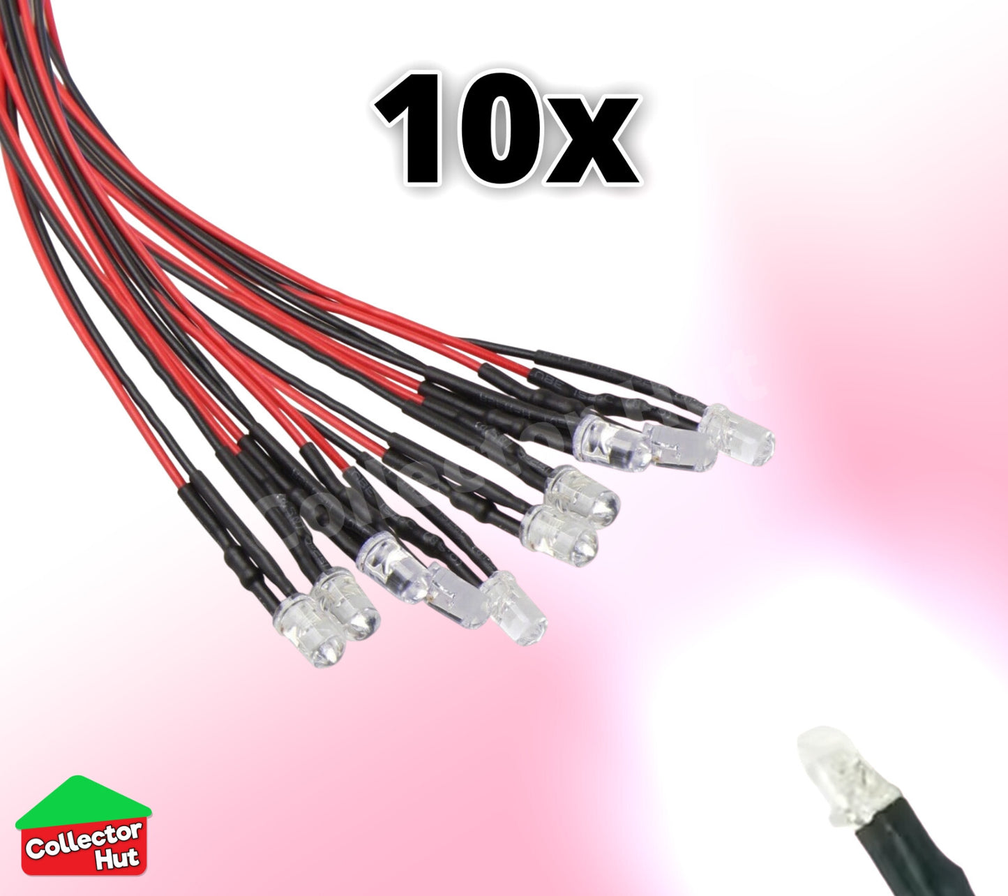 LED Light Bulbs DC 12v Pre-Wired Waterproof 3mm 5mm 10 Pack 20cm RC Cars Trucks
