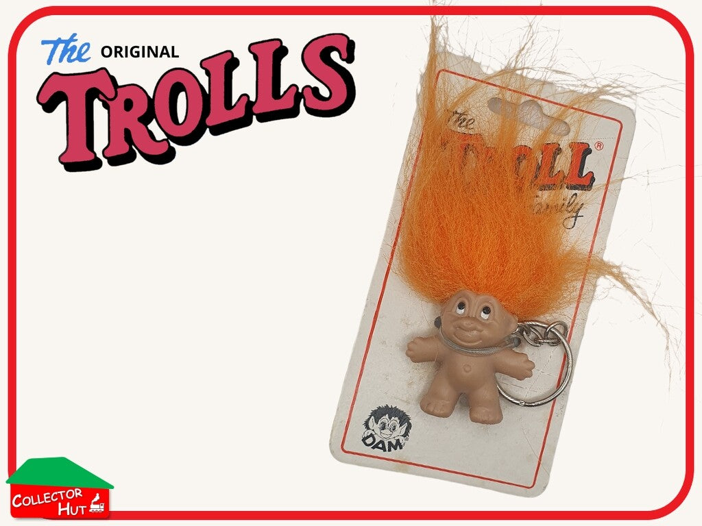 Trolls Original Thomas Dam Vintage 1989 1.5" Key Ring Dolls Model No. 501
