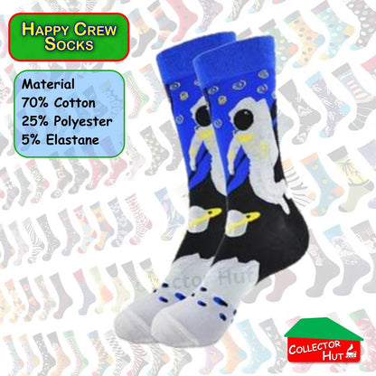 Happy Crew Socks Novelty Breathable Anti-Odour Men's Unisex UK 9-11 EU 43-46