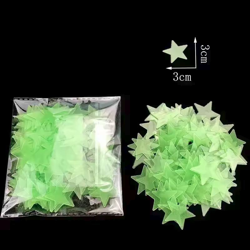Glow in the Dark Plastic Stickers Dinosaurs Unicorns Stars Pink White Blue Green