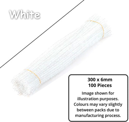 Chenille Craft Stems Pipe Cleaners GLITTER CHRISTMAS 100pcs 30cm x 6mm
