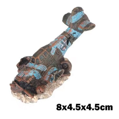 Mini Aquarium Medium Scenary Decorations Boats Planes Huts