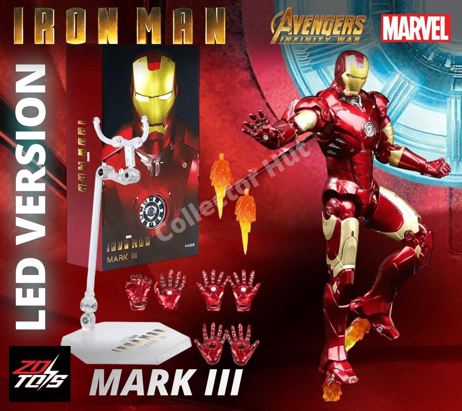 Iron Man Action Figures 1:10 Scale ZD Toys Wave 3 LED Marvel Avengers Infinity S