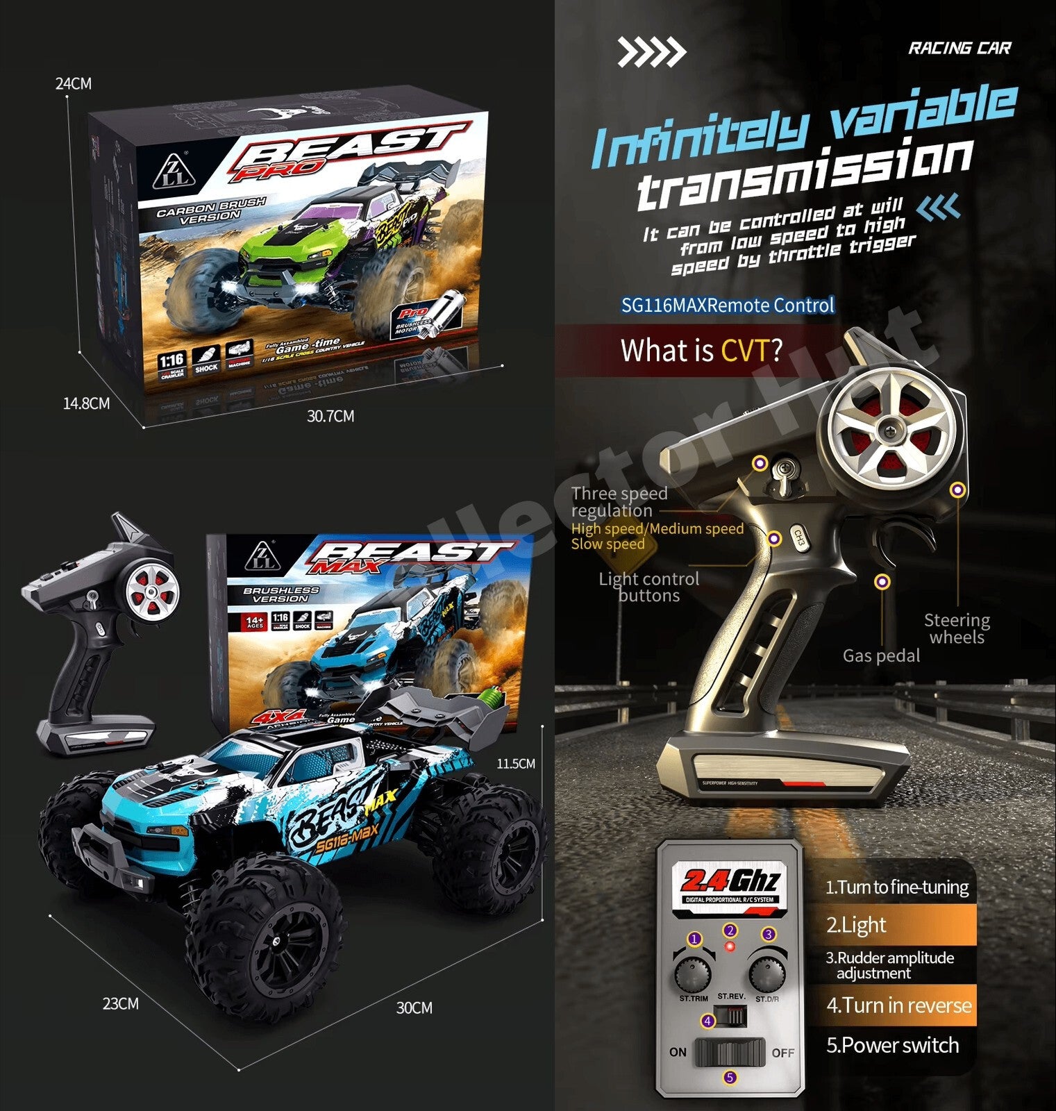 ZLL SG116 Beast Pro / Max High Speed Off Road RC Dirt Buggy 40-80kmH