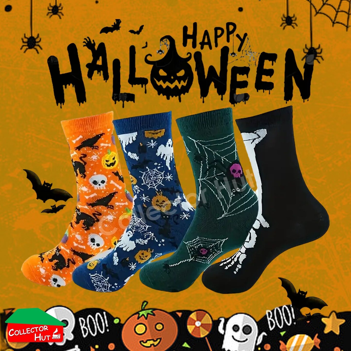 Happy Crew Socks Novelty HALLOWEEN Cotton Blend Anti-Odor Unisex CUSTOM Gift Set