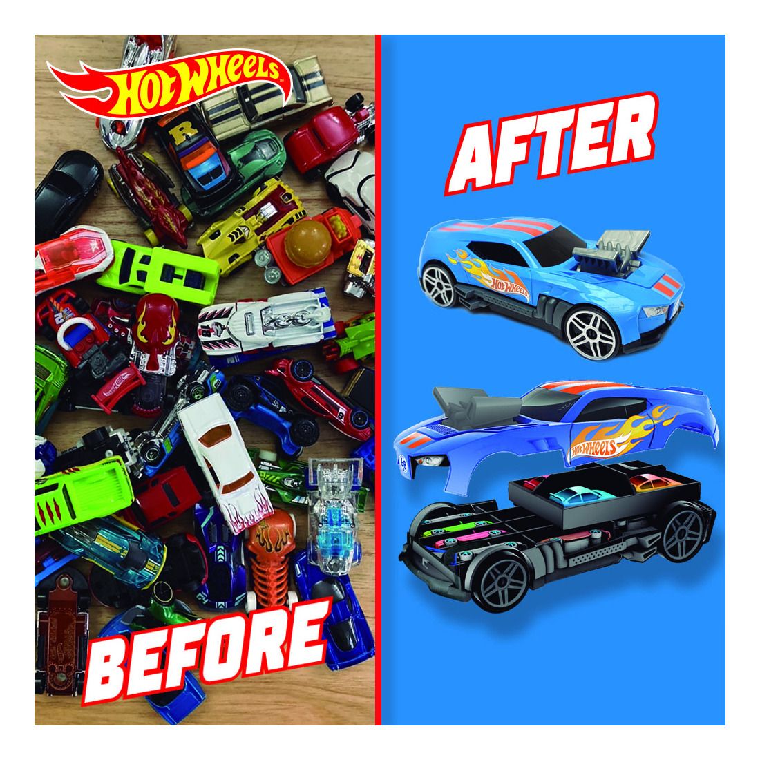 Hot Wheels Car 2-in-1 Freewheel Race Car Storage Case for 15 Car Models OFFICIAL
