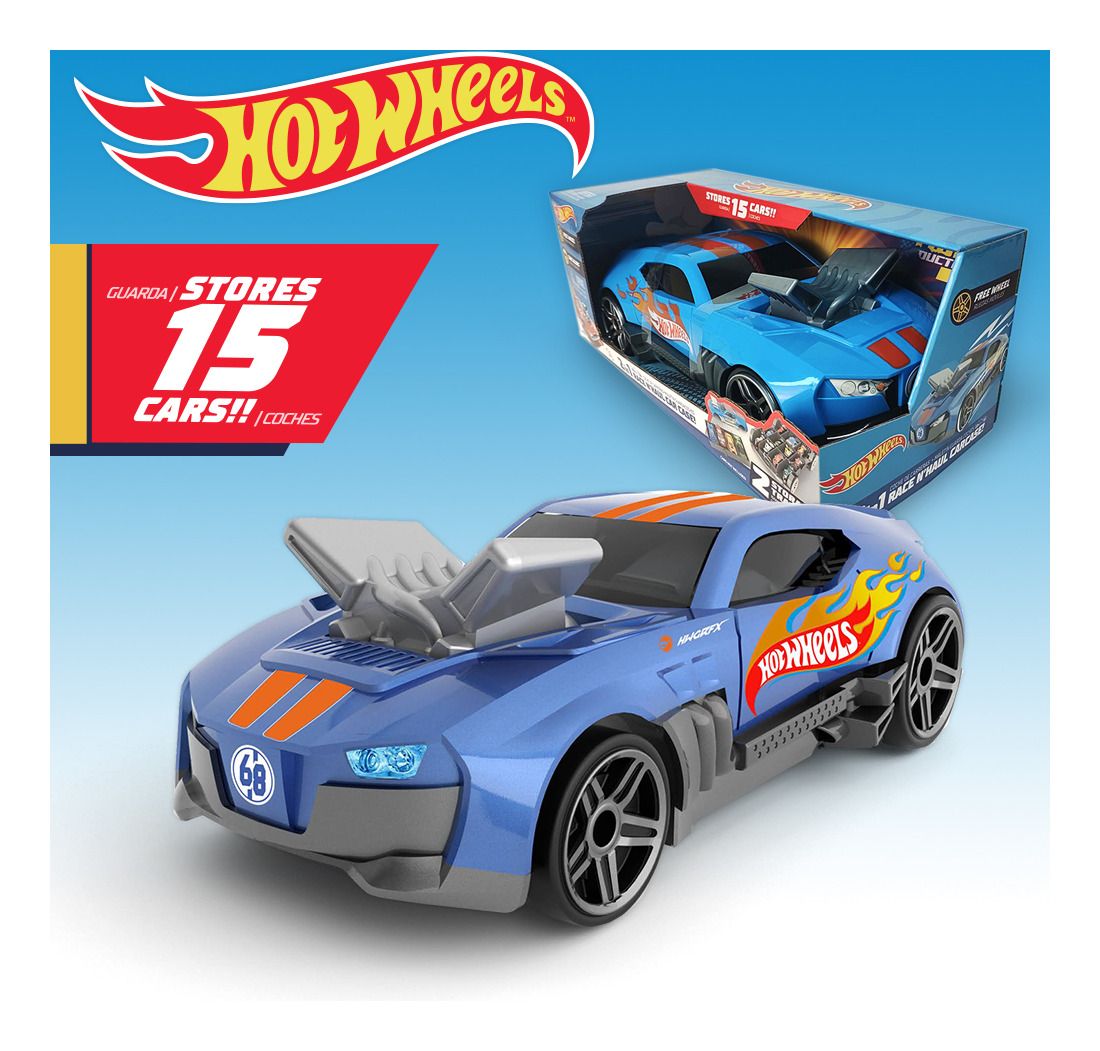 Hot Wheels Car 2-in-1 Freewheel Race Car Storage Case for 15 Car Models OFFICIAL