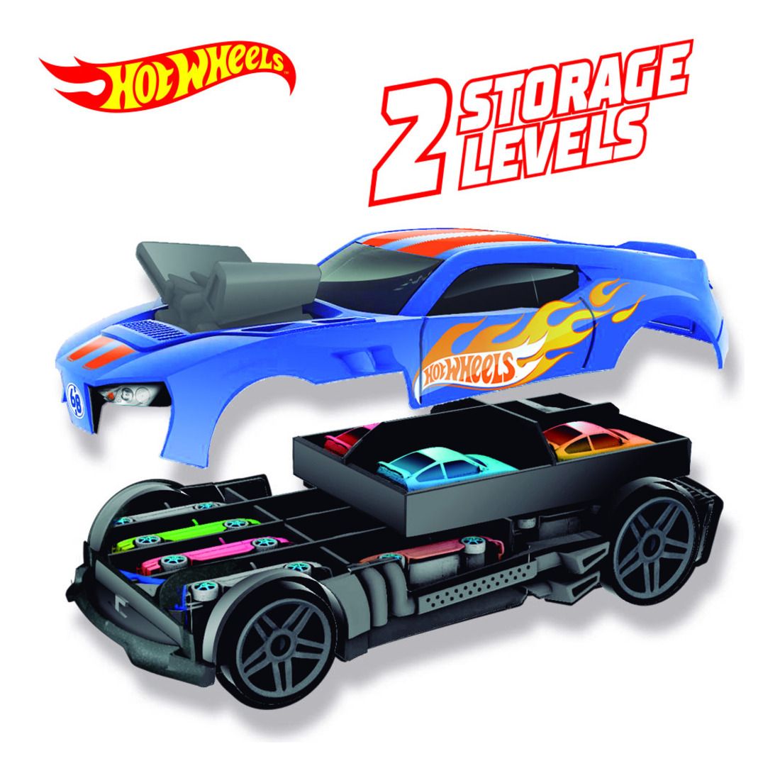 Hot Wheels Car 2-in-1 Freewheel Race Car Storage Case for 15 Car Models OFFICIAL