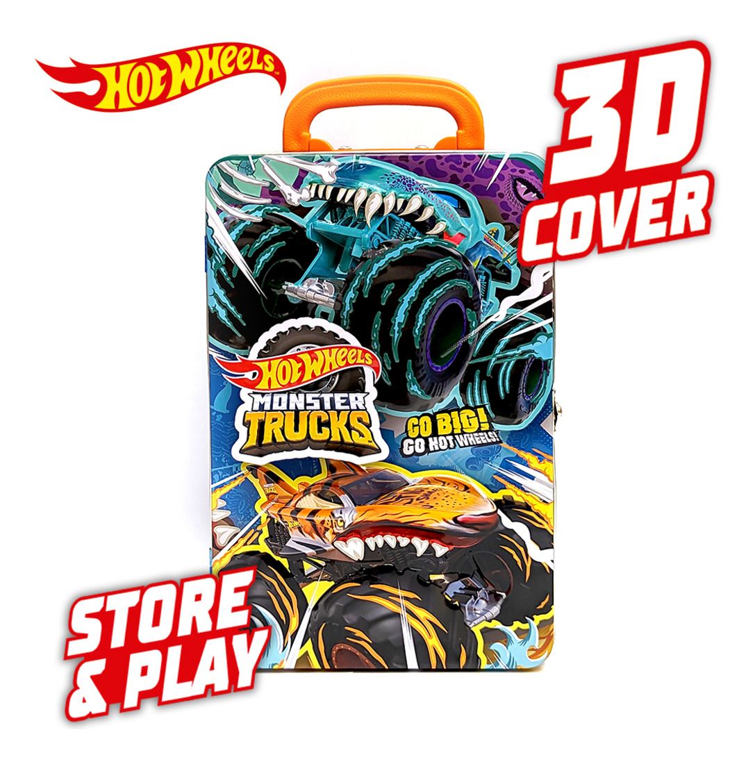 Hot Wheels Monster Trucks Tin Storage Case for 6 Trucks