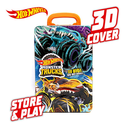 Hot Wheels Monster Trucks Tin Storage Case for 6 Trucks