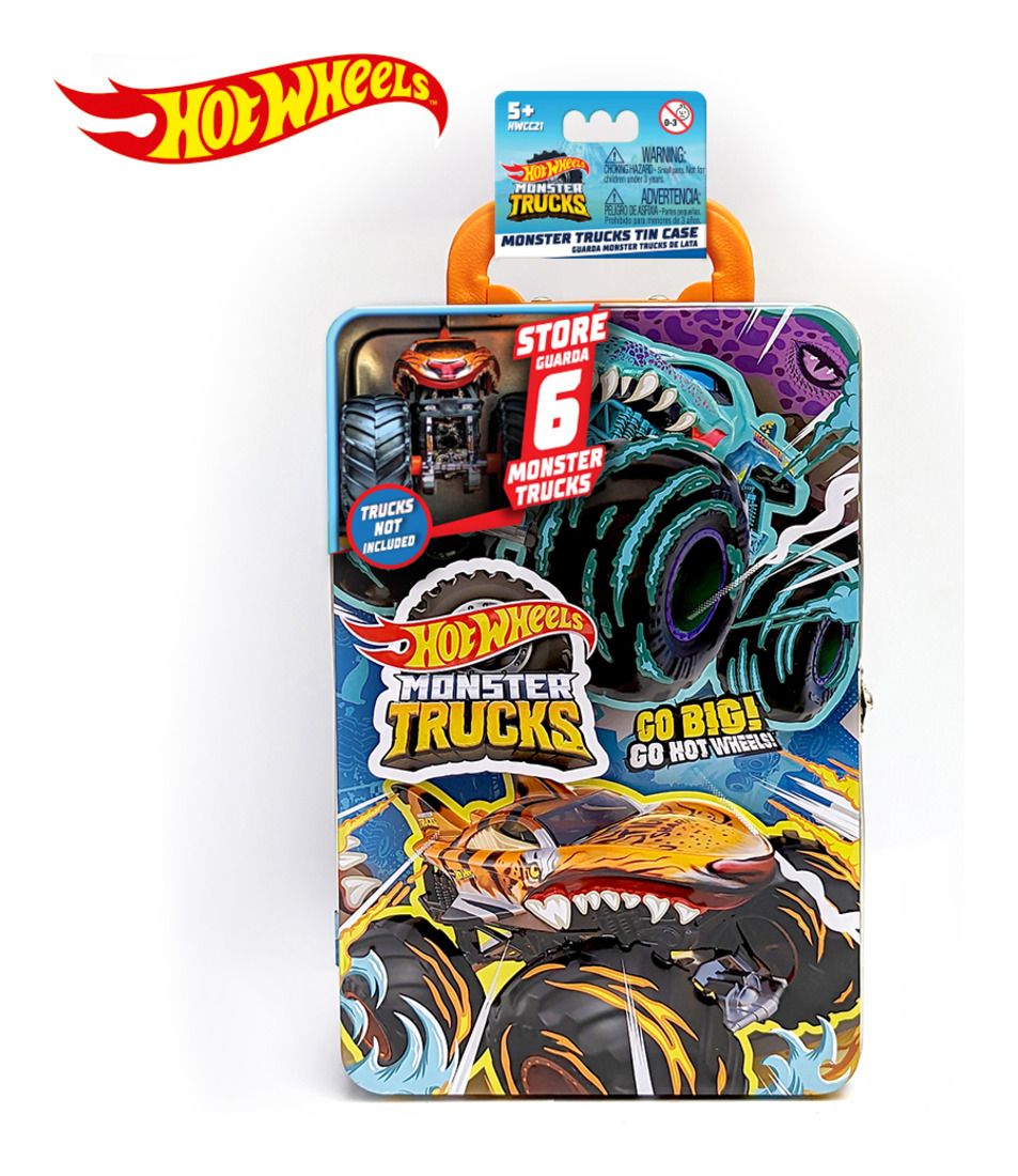 Hot Wheels Monster Trucks Tin Storage Case for 6 Trucks