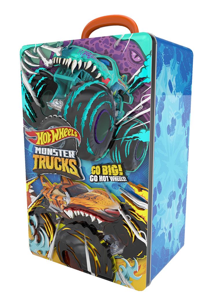 Hot Wheels Monster Trucks Tin Storage Case for 6 Trucks