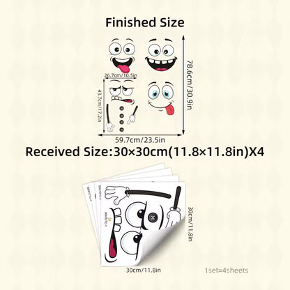 Novelty Funny Face Waterproof Stickers Large for Bins Storage Tubs